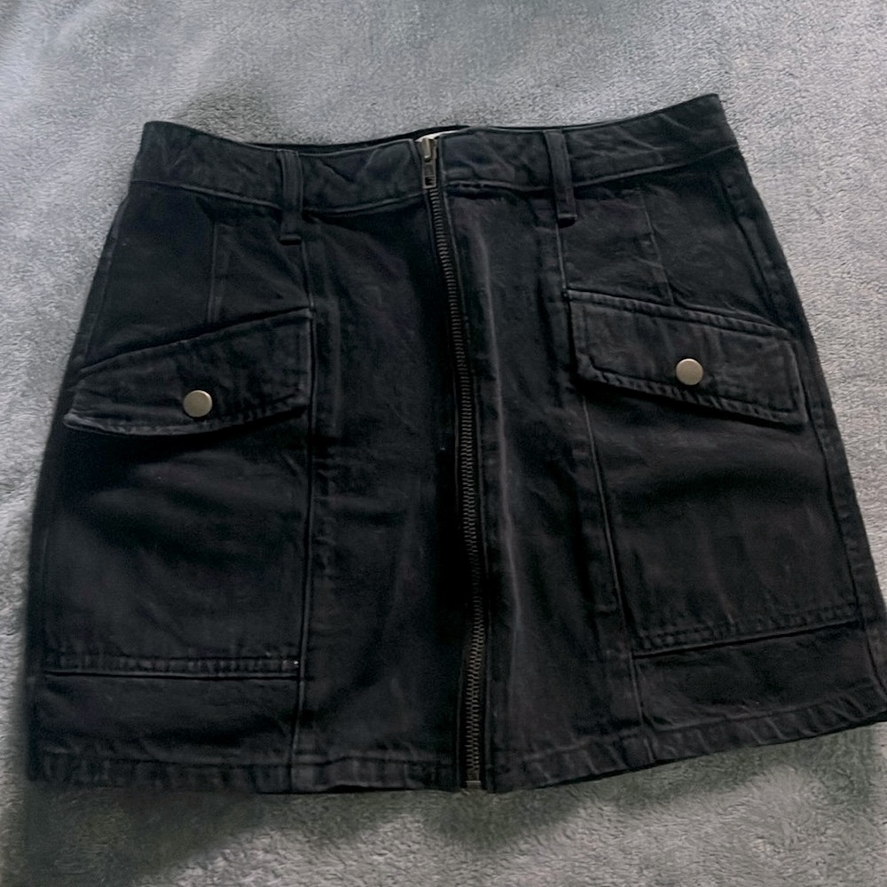 Black denim skirt